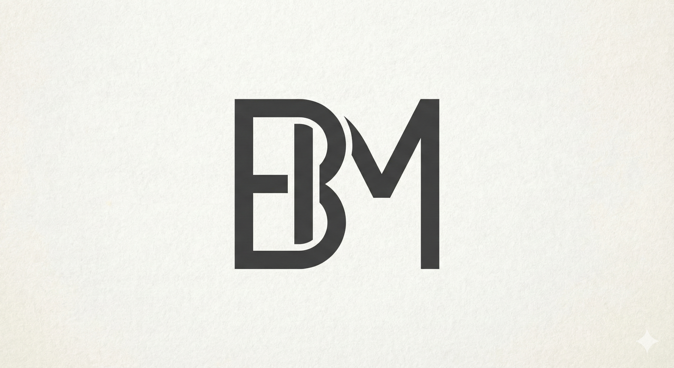 BM logo: stylized letters B and M in dark gray, geometric modern design on light background